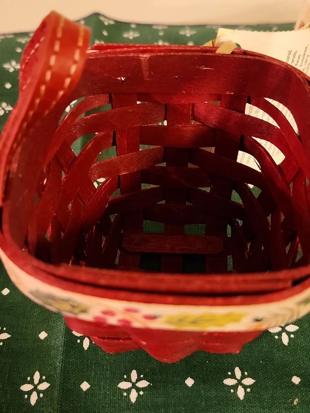 Longaberger Red Trinket Basket with Holiday Trim